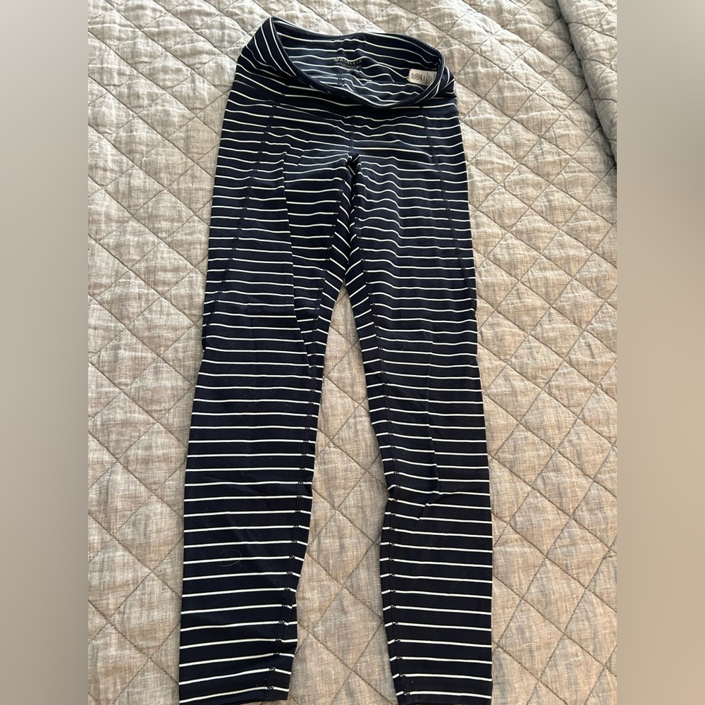 Athleta Navy Striped Leggings